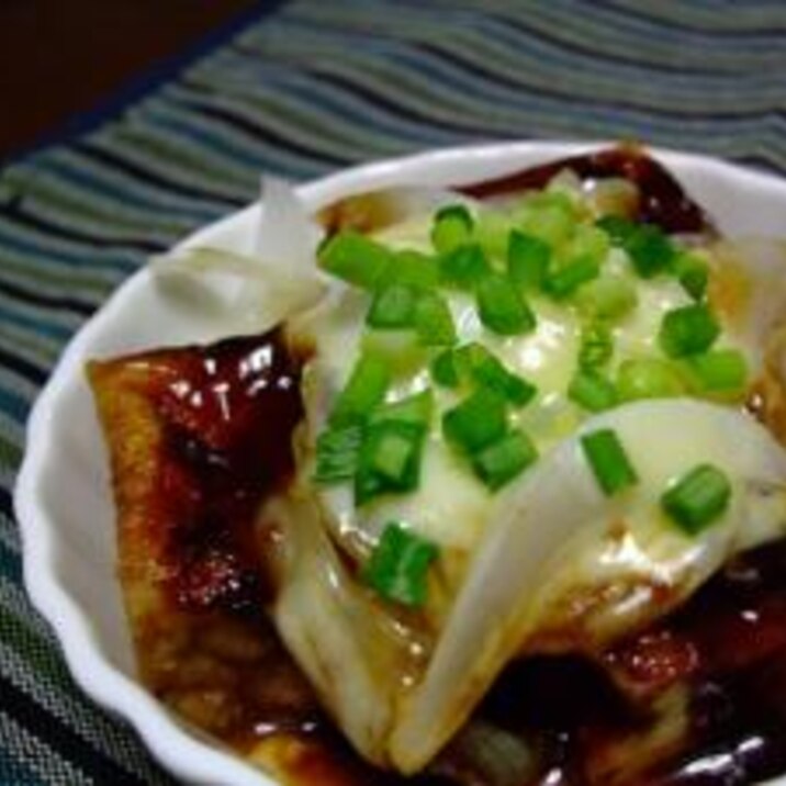 レンジで簡単!新玉ねぎと厚揚げの味噌チーズ